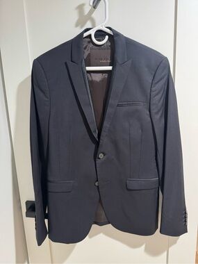 Zara Men's Dark Navy Two-Button Suit Blazer